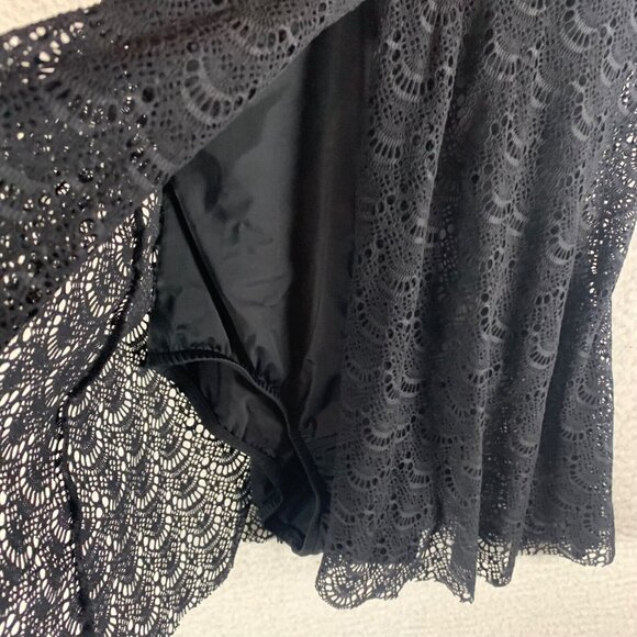 Swim Solutions Women's Tummy‎ Control Flyaway Black V-Neck Swimdress Size 12 NWT - Picture 3 of 10